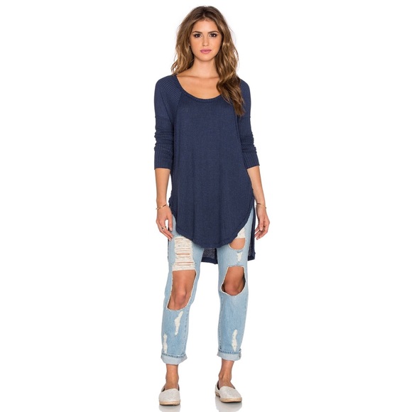 Free People Tops - Free People Ventura Thermal Heathered Navy